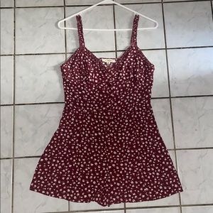 LA hearts dark red floral romper